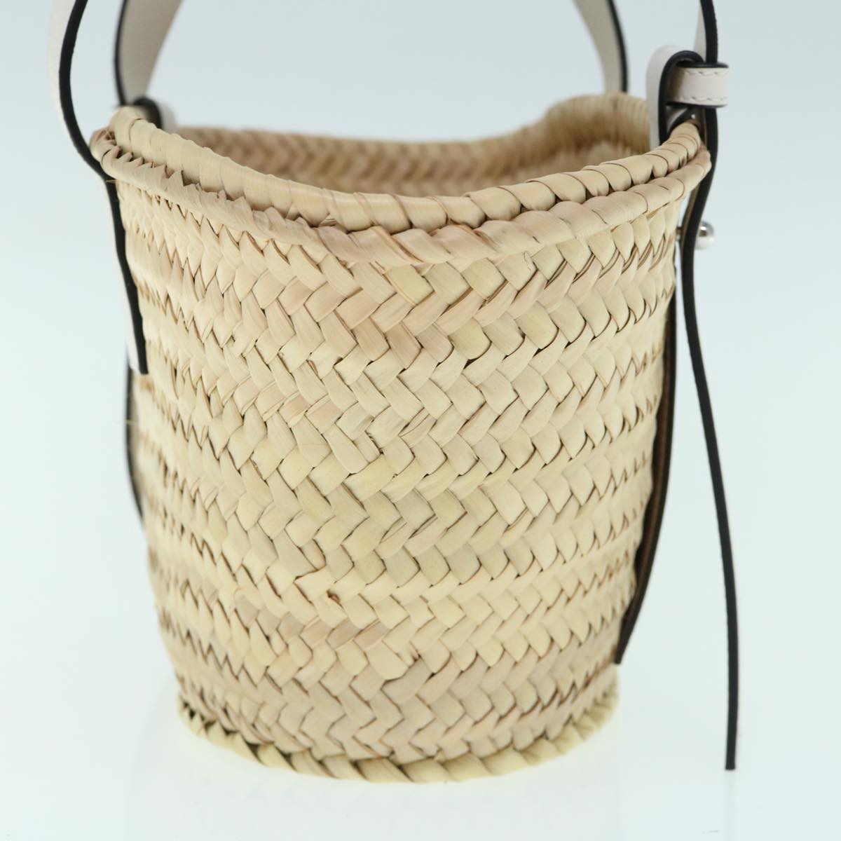 LOEWE Basket Bag Small Hand Bag Raffia Beige Auth ar11069