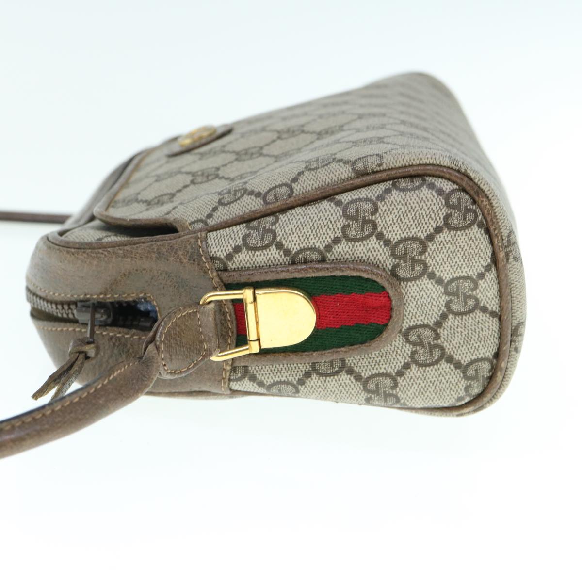 GUCCI GG Supreme Web Sherry Line Shoulder Bag Beige Red Green Auth ar11072