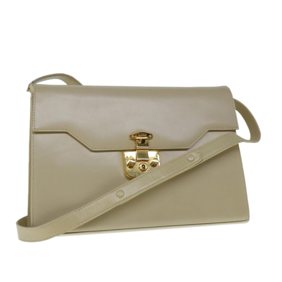 GUCCI Shoulder Bag Leather Beige 004.33.0450 Auth ar11076