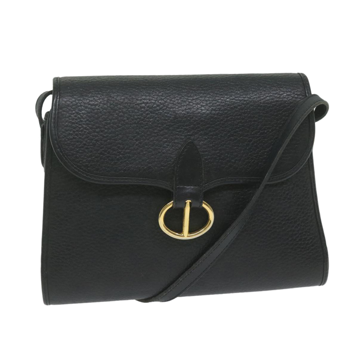 Christian Dior Shoulder Bag Leather Black Auth ar11079