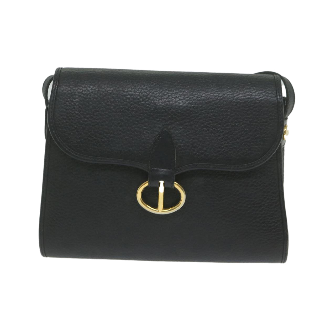 Christian Dior Shoulder Bag Leather Black Auth ar11079