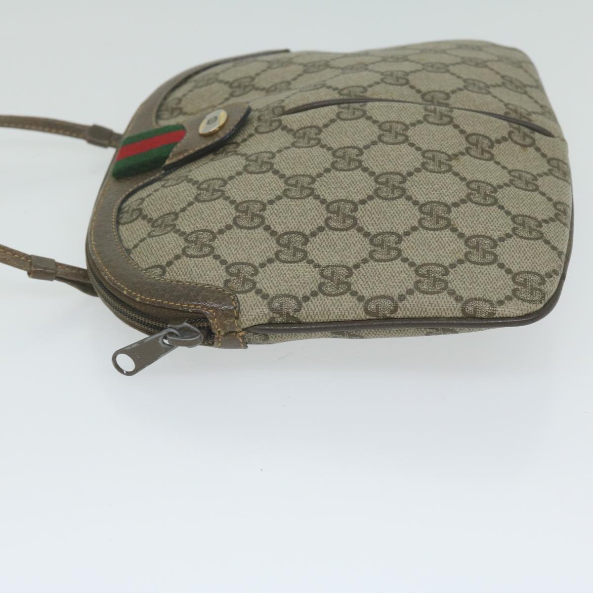 GUCCI GG Supreme Web Sherry Line Shoulder Bag Beige Red 004 02 047 Auth ar11083