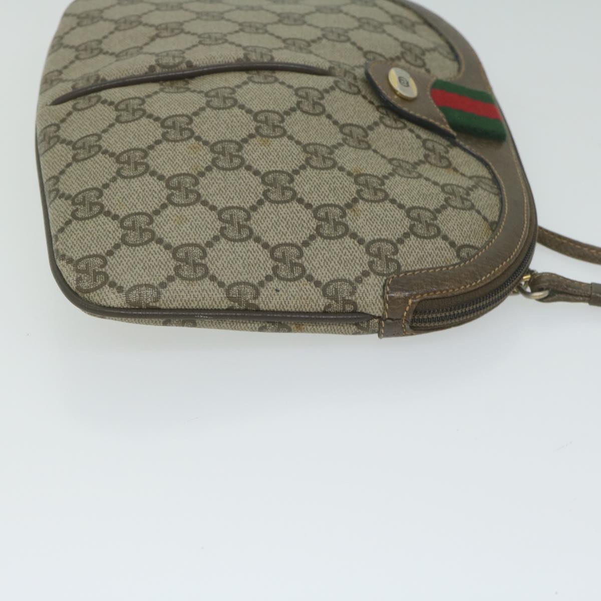 GUCCI GG Supreme Web Sherry Line Shoulder Bag Beige Red 004 02 047 Auth ar11083