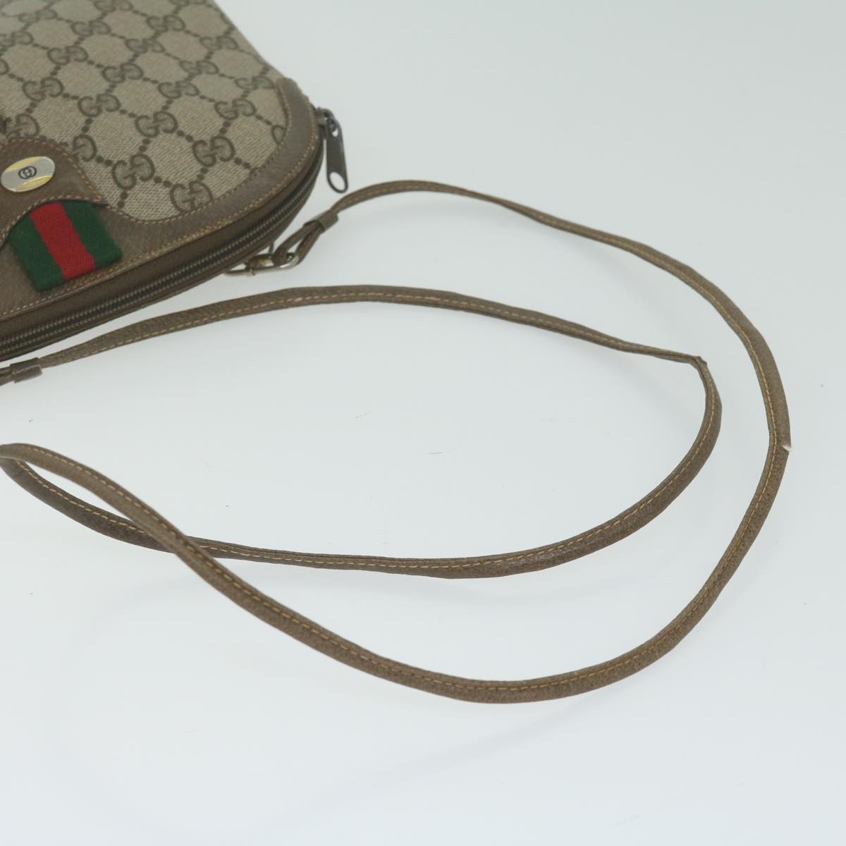 GUCCI GG Supreme Web Sherry Line Shoulder Bag Beige Red 004 02 047 Auth ar11083