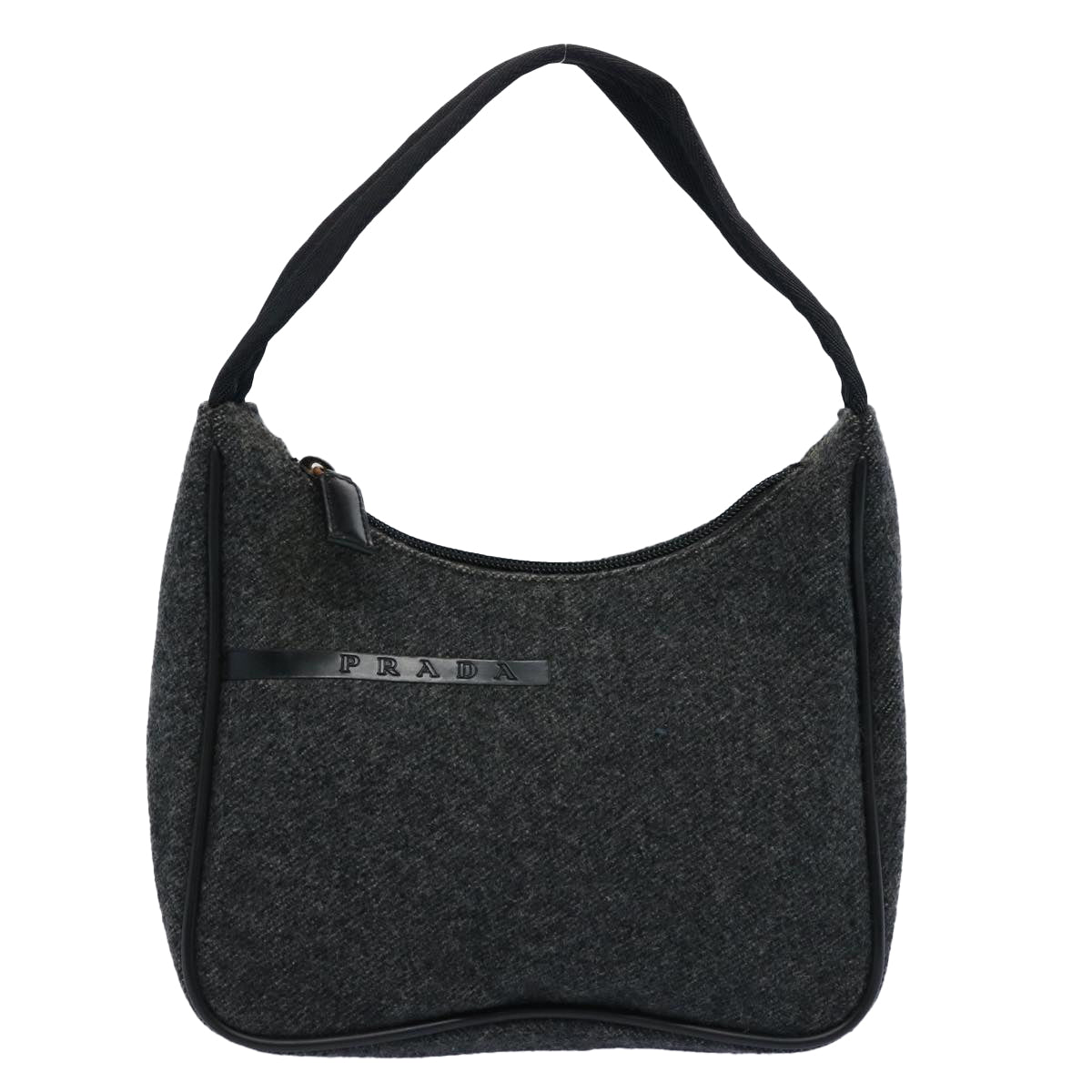 PRADA Sports Mini Hand Bag Wool Gray Auth ar11085