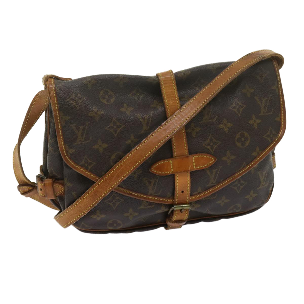 LOUIS VUITTON Monogram Saumur 30 Shoulder Bag M42256 LV Auth ar11089