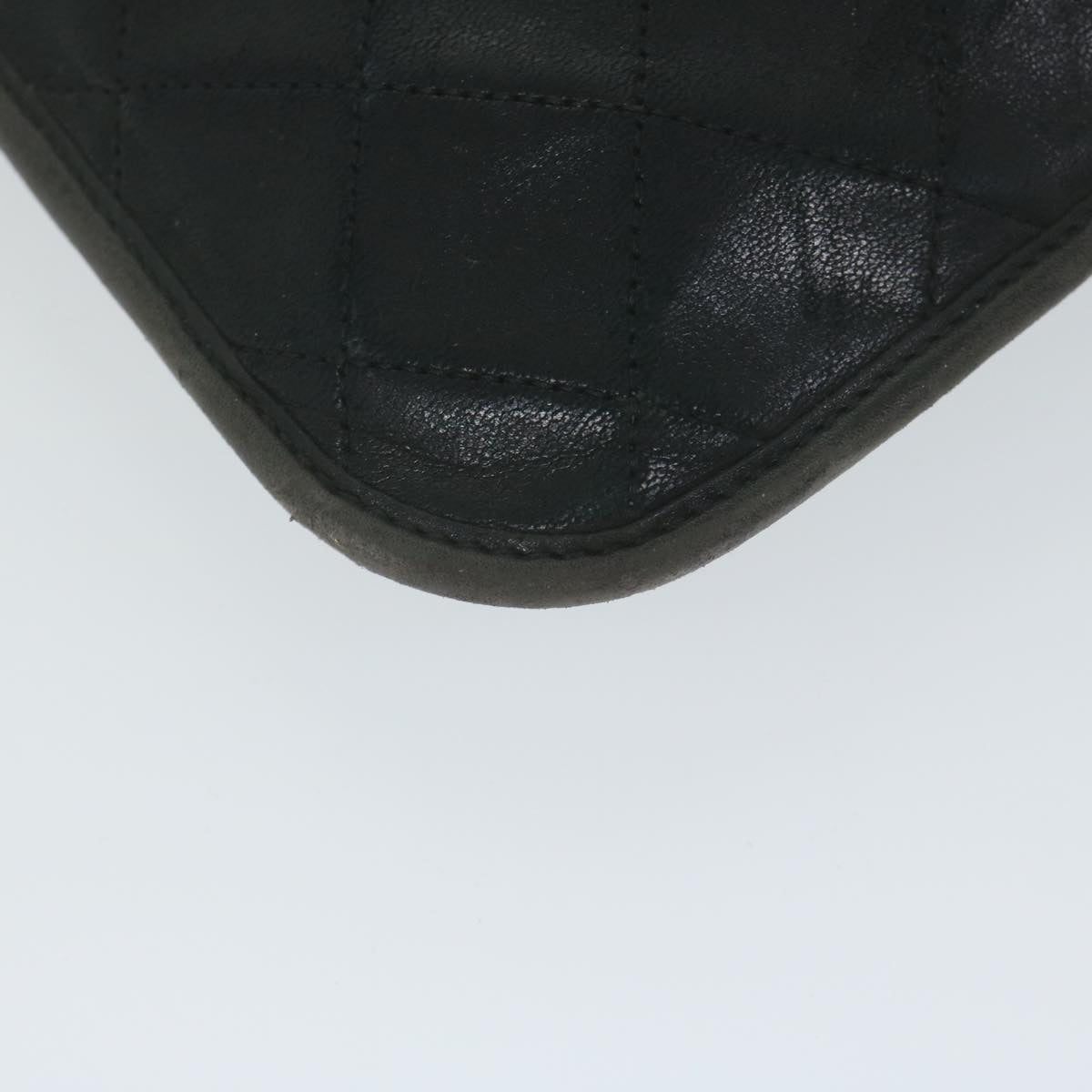 CHANEL Matelasse Chain Shoulder Bag Lamb Skin Black CC Auth ar11104