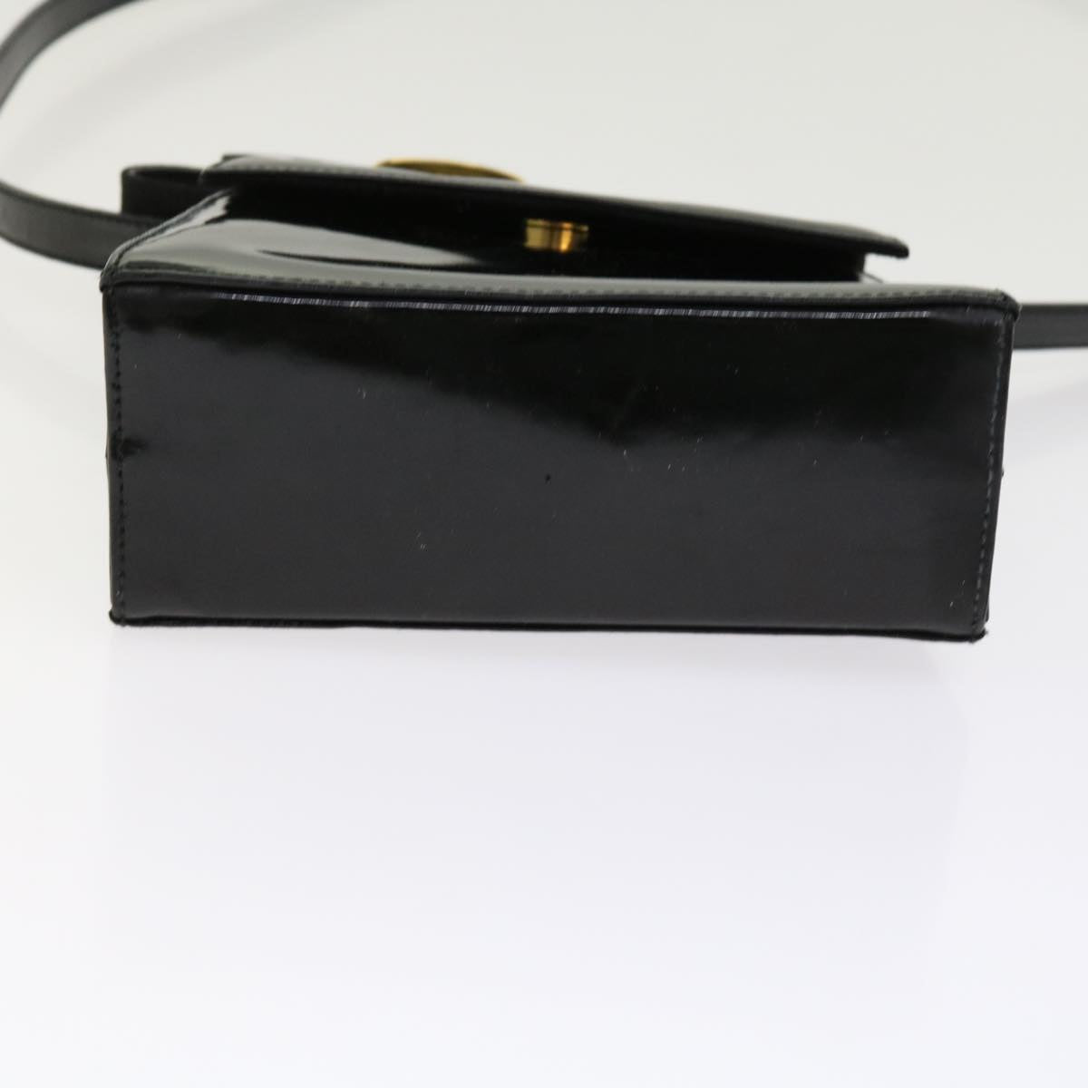 Salvatore Ferragamo Ribbon Hand Bag Patent leather 2way Black Auth ar11111