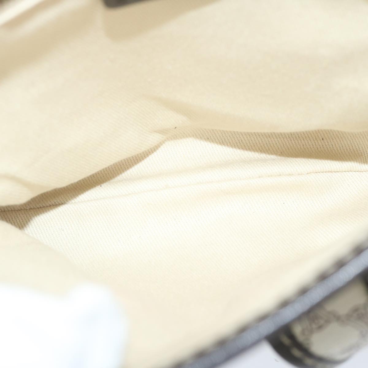 CELINE Macadam Canvas Shoulder Bag PVC Leather White Auth ar11116
