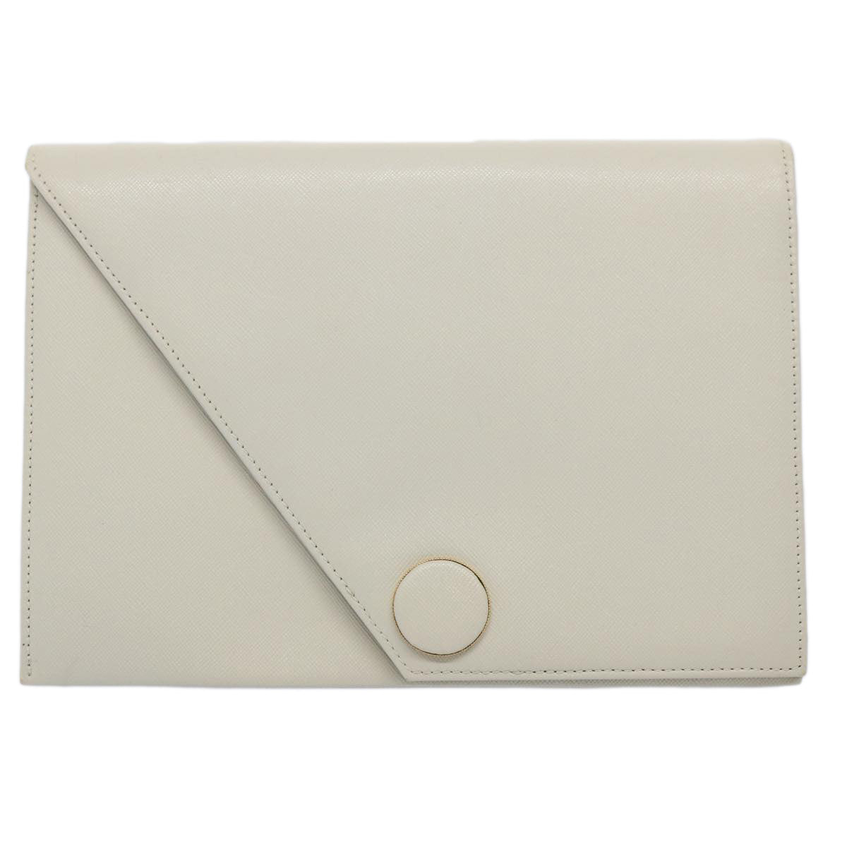 SAINT LAURENT Clutch Bag Leather White Auth ar11120