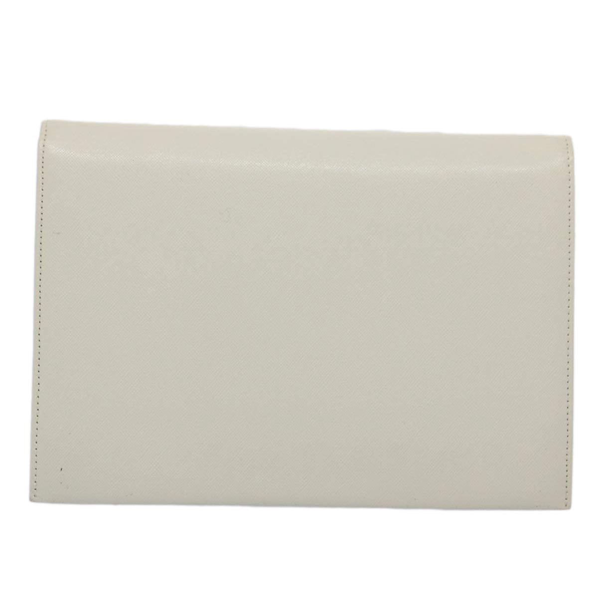 SAINT LAURENT Clutch Bag Leather White Auth ar11120