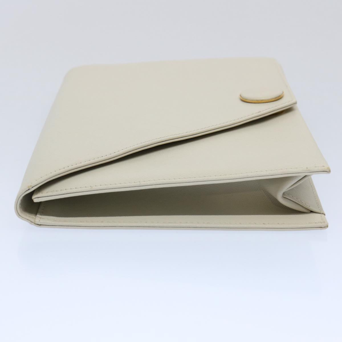 SAINT LAURENT Clutch Bag Leather White Auth ar11120