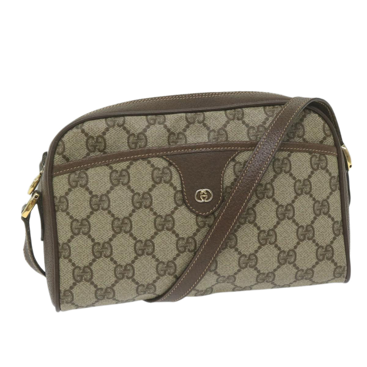 GUCCI GG Supreme Shoulder Bag PVC Leather Beige 001 58 6594 Auth ar11125