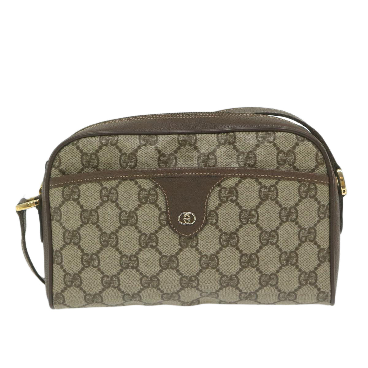 GUCCI GG Supreme Shoulder Bag PVC Leather Beige 001 58 6594 Auth ar11125