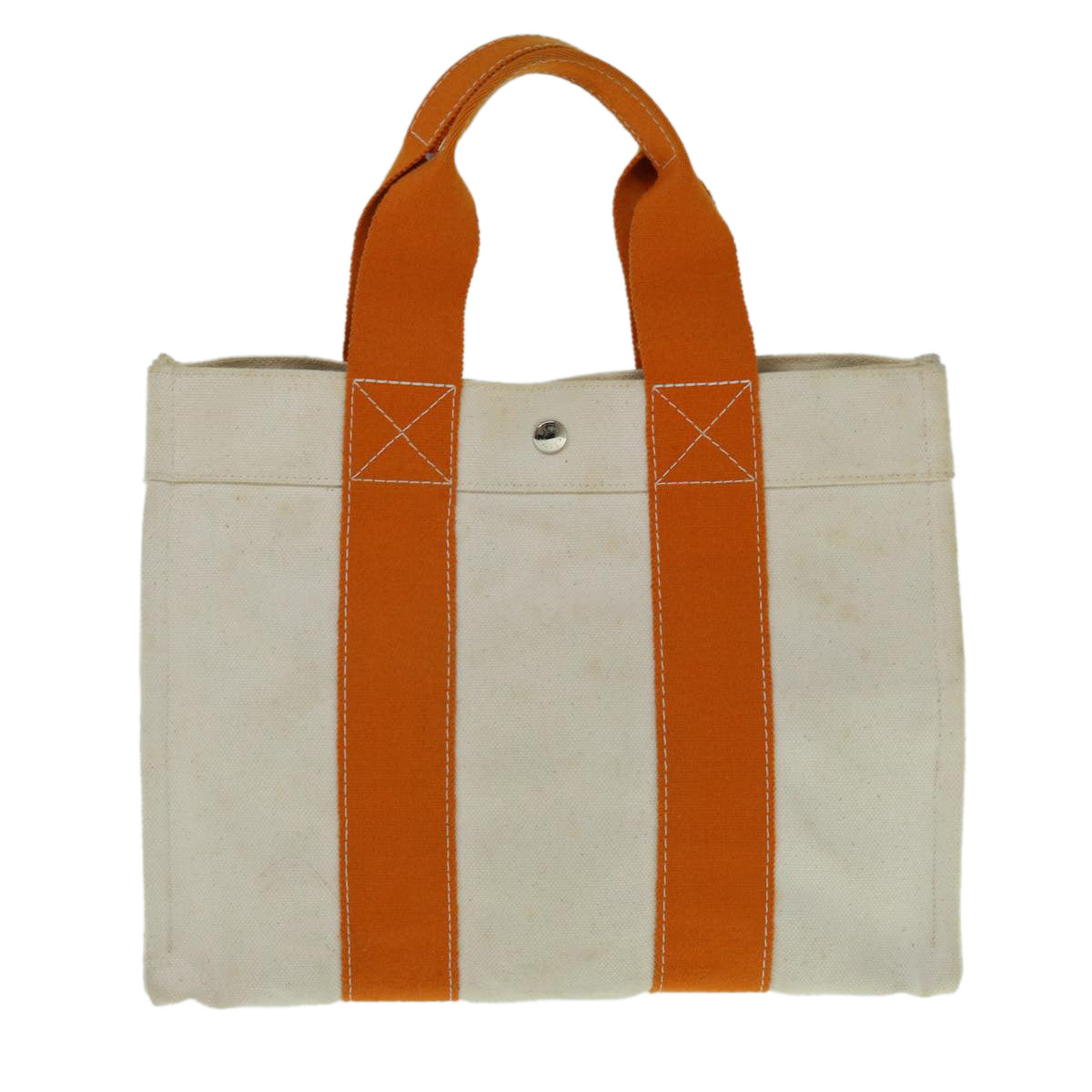 HERMES Bora Bora PM Tote Bag Canvas Orange White Auth ar11157B - 0