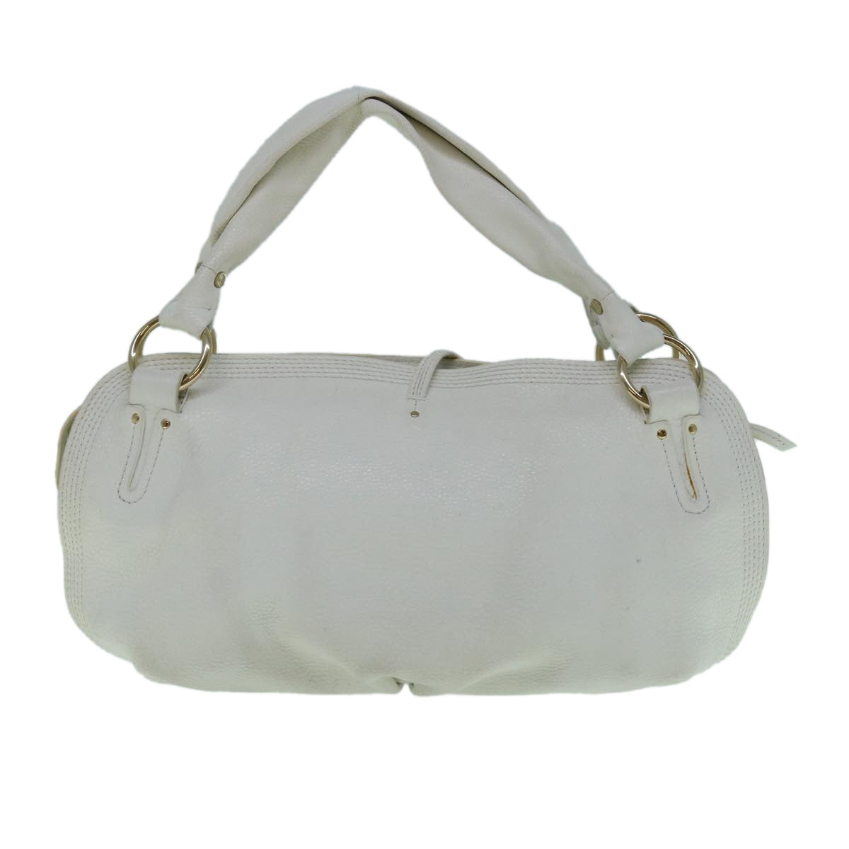 CELINE Shoulder Bag Leather White Auth ar11158B - 0
