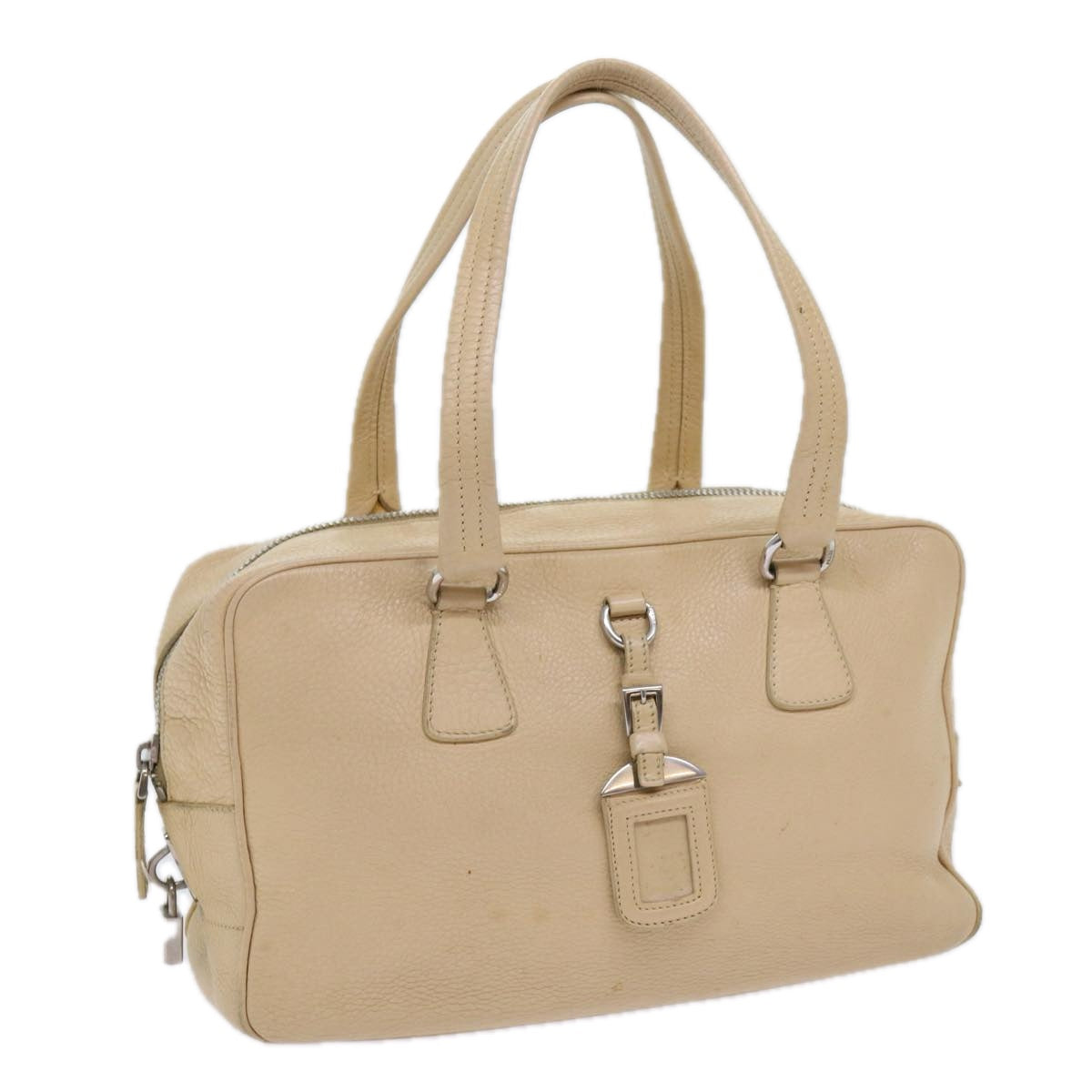 PRADA Shoulder Bag Leather Beige Auth ar11183B