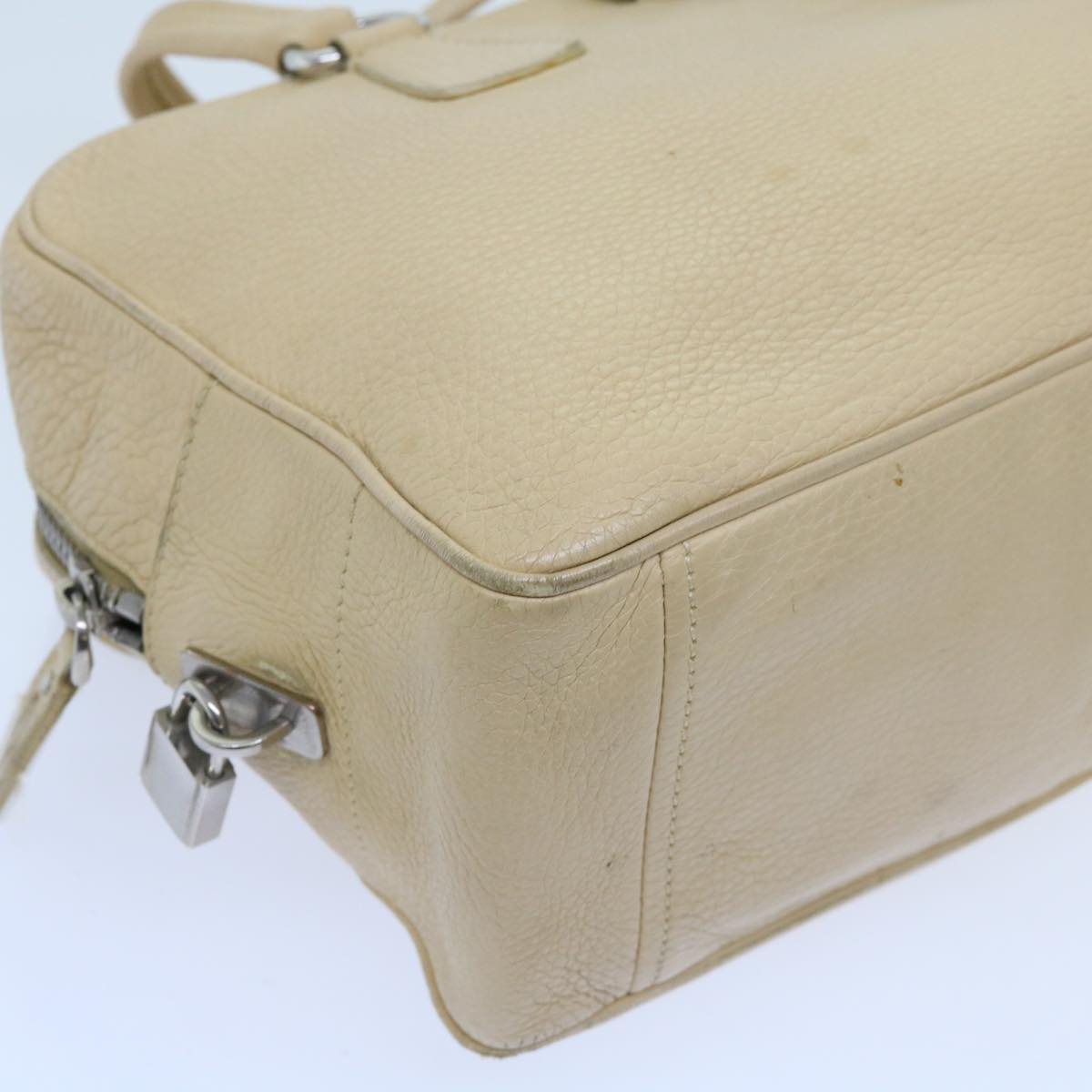 PRADA Shoulder Bag Leather Beige Auth ar11183B