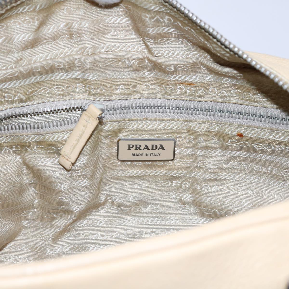 PRADA Shoulder Bag Leather Beige Auth ar11183B