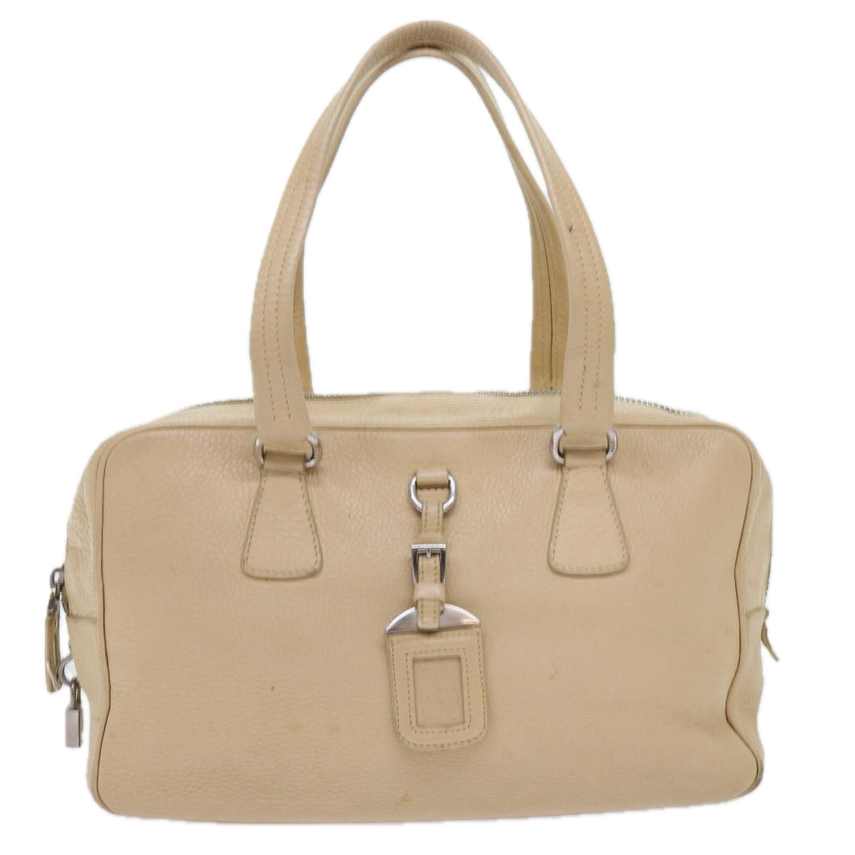 PRADA Shoulder Bag Leather Beige Auth ar11183B