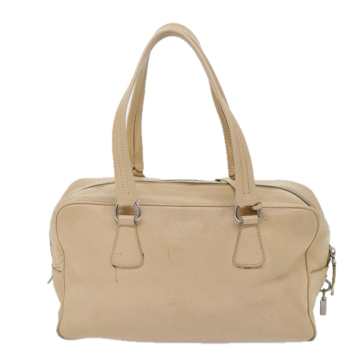 PRADA Shoulder Bag Leather Beige Auth ar11183B