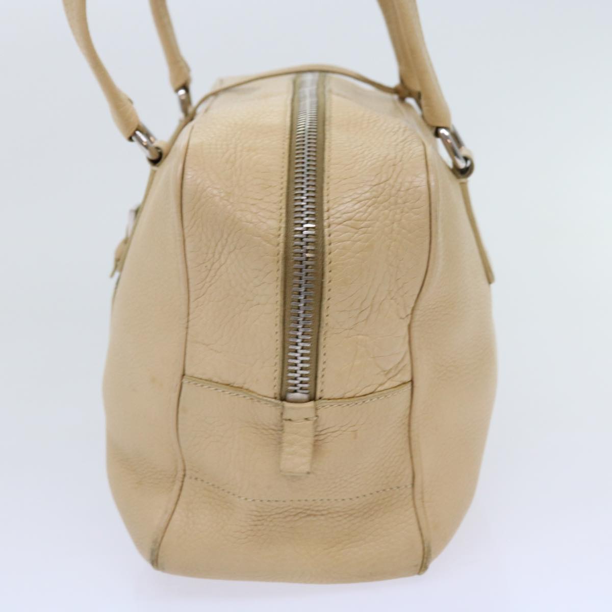 PRADA Shoulder Bag Leather Beige Auth ar11183B