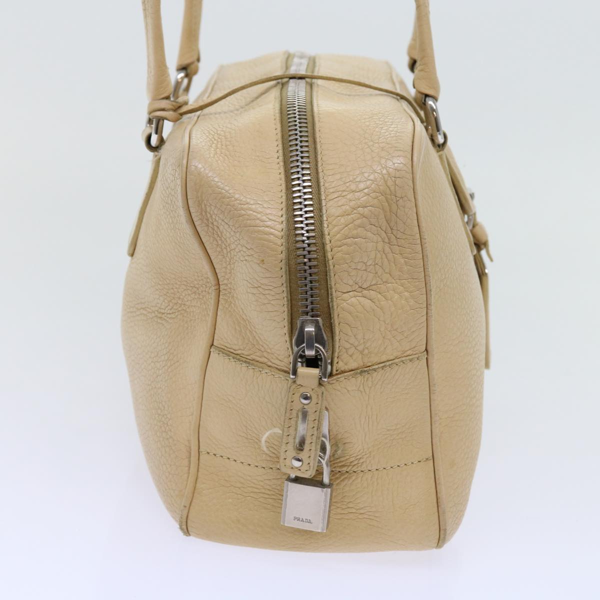 PRADA Shoulder Bag Leather Beige Auth ar11183B