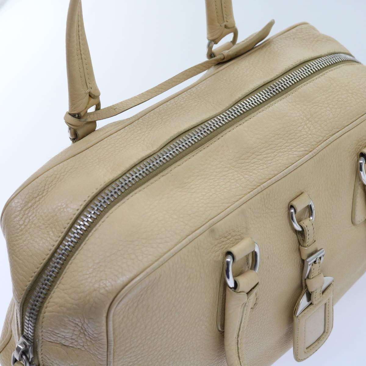 PRADA Shoulder Bag Leather Beige Auth ar11183B