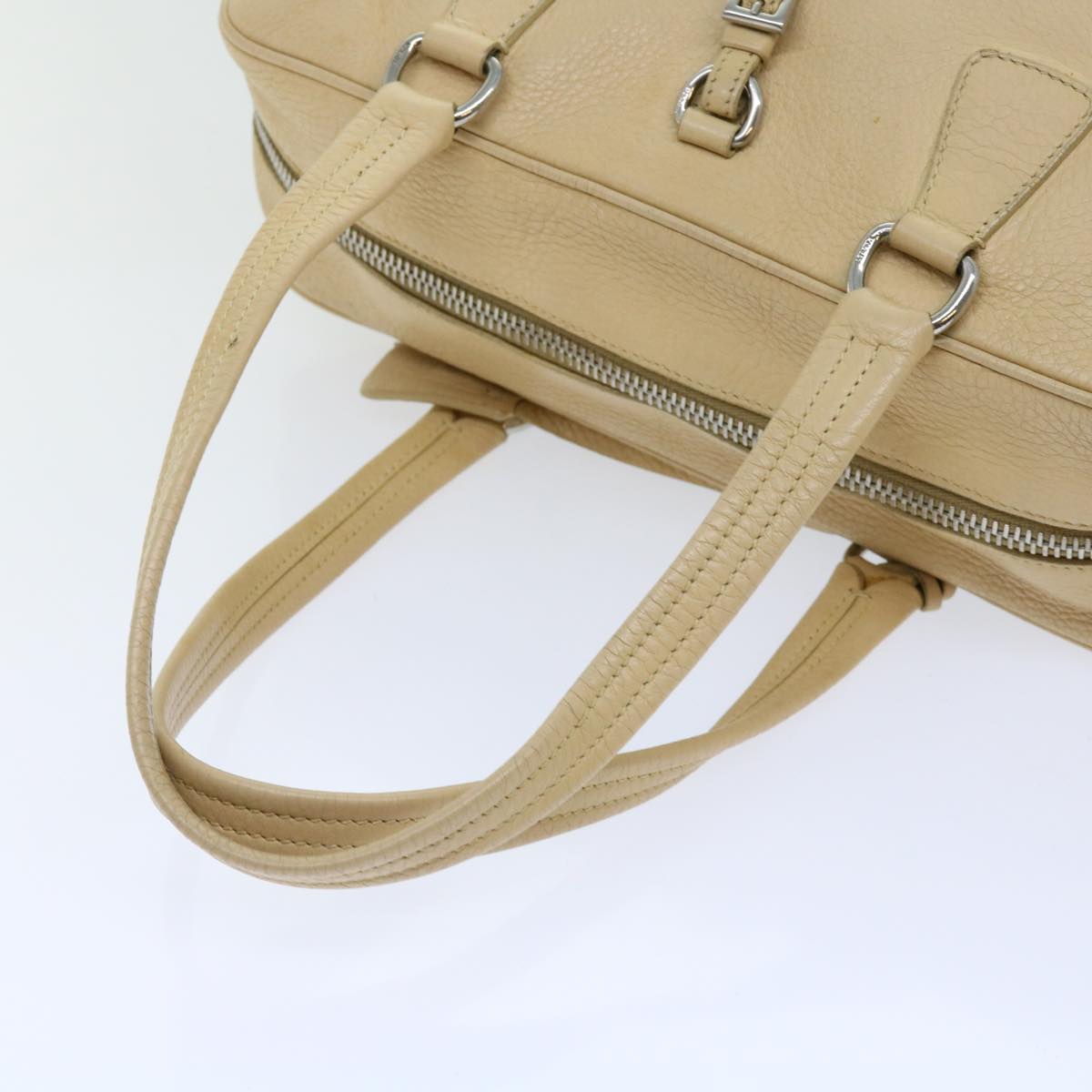 PRADA Shoulder Bag Leather Beige Auth ar11183B