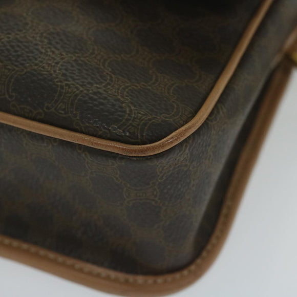 CELINE Macadam Canvas Shoulder Bag PVC Leather Brown Auth ar11188B