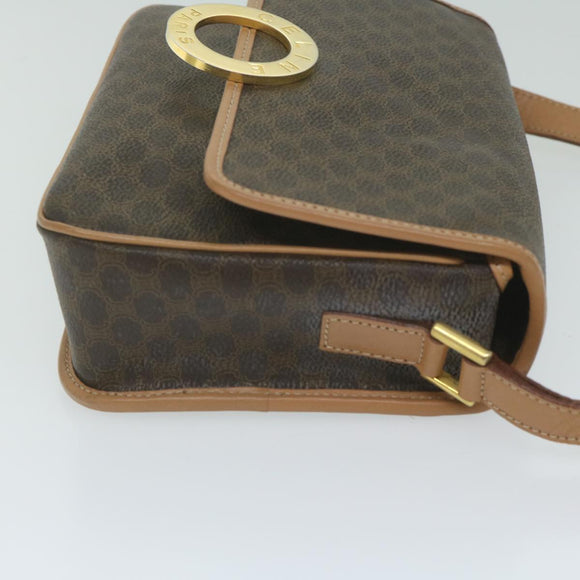 CELINE Macadam Canvas Shoulder Bag PVC Leather Brown Auth ar11188B