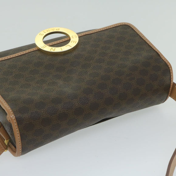 CELINE Macadam Canvas Shoulder Bag PVC Leather Brown Auth ar11188B