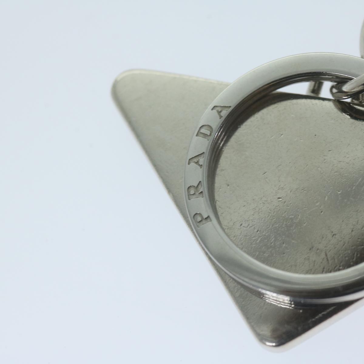 PRADA Key Ring metal Silver Auth ar11203B