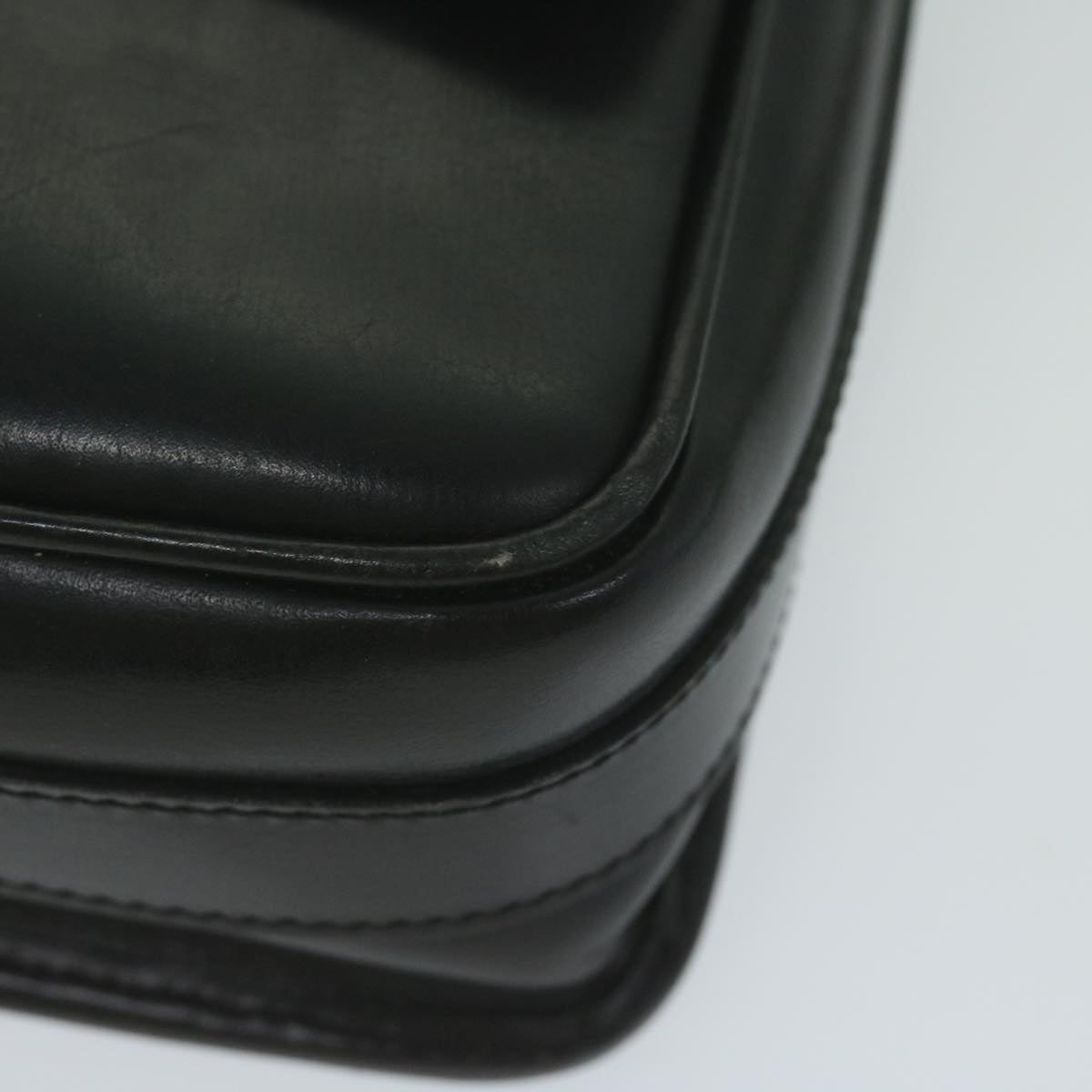 CELINE Shoulder Bag Leather Black Auth ar11207