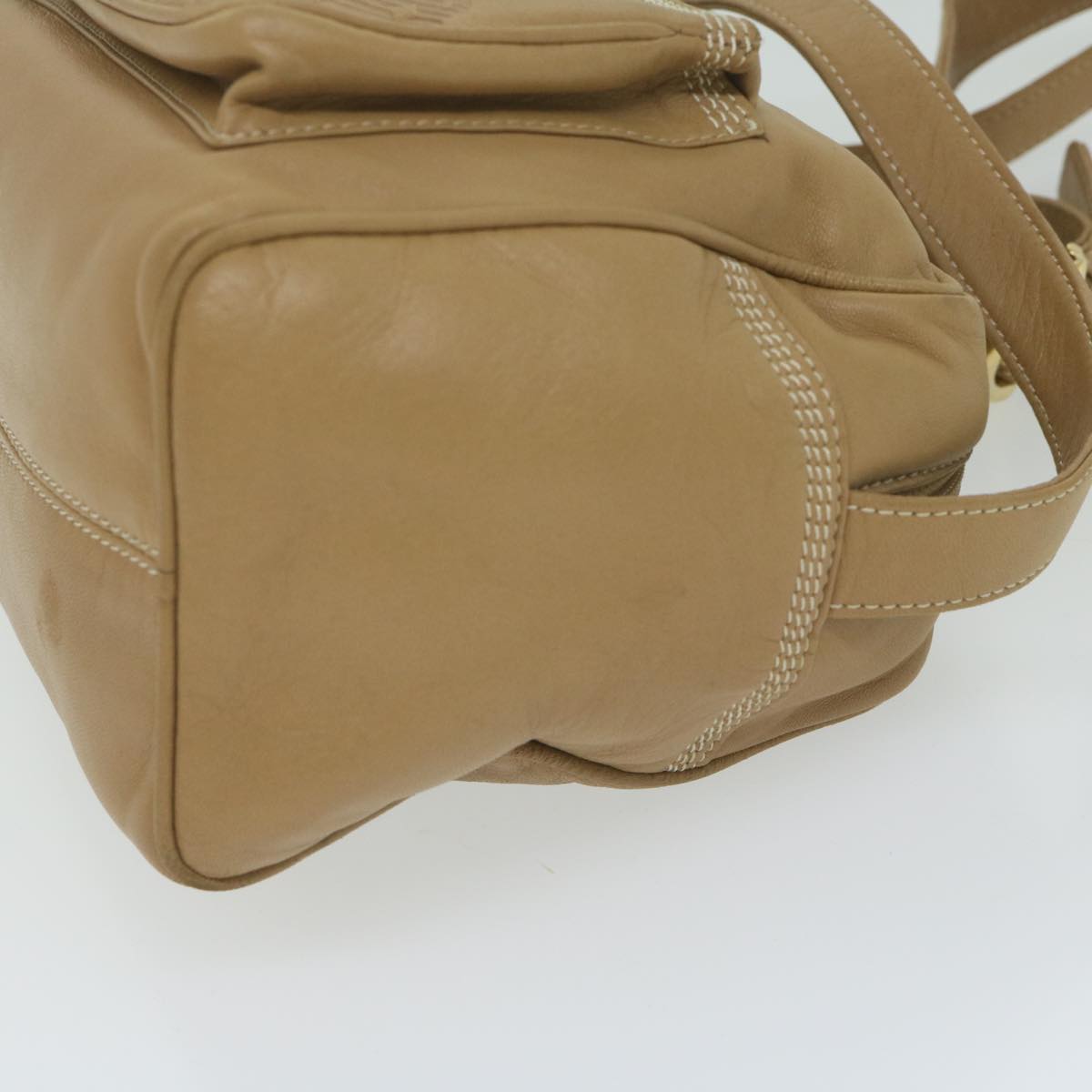 LOEWE Shoulder Bag Leather Beige Auth ar11209