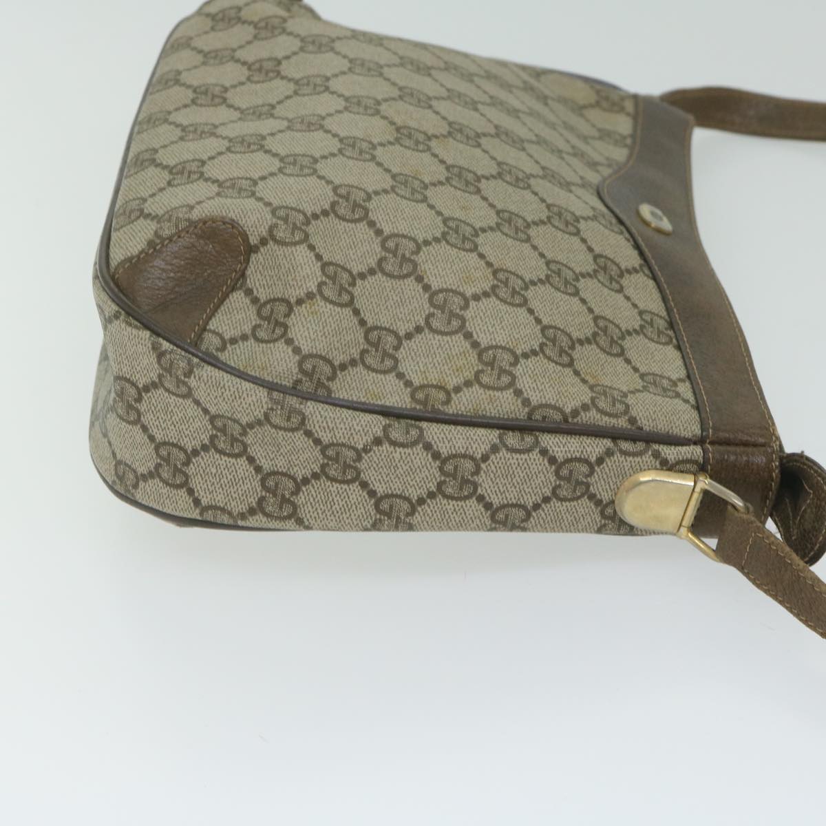 GUCCI GG Supreme Shoulder Bag PVC Leather Beige 67 02 022 Auth ar11211