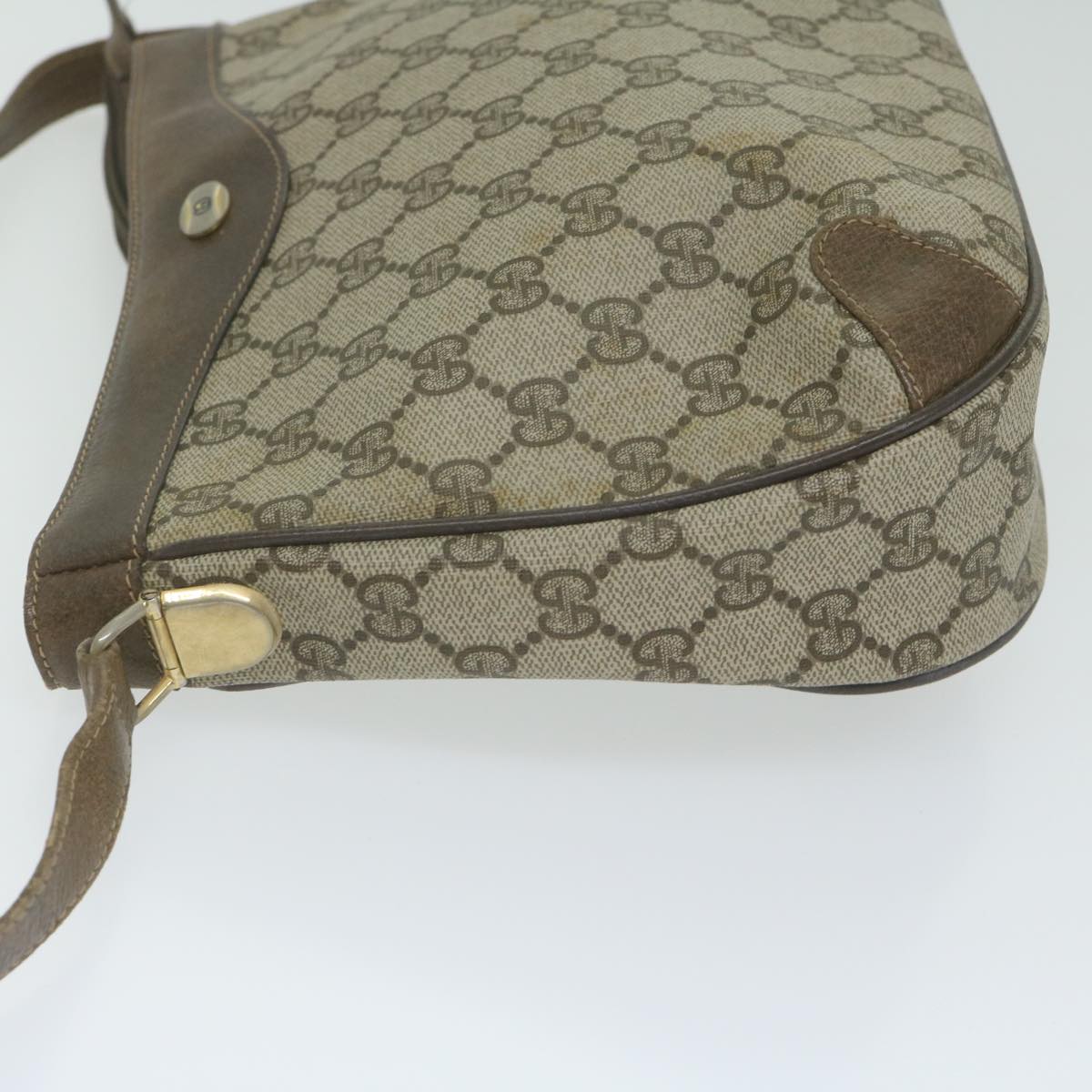 GUCCI GG Supreme Shoulder Bag PVC Leather Beige 67 02 022 Auth ar11211