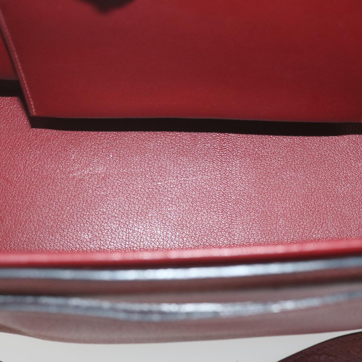 HERMES Cabana Tote Bag Leather Red Auth ar11227