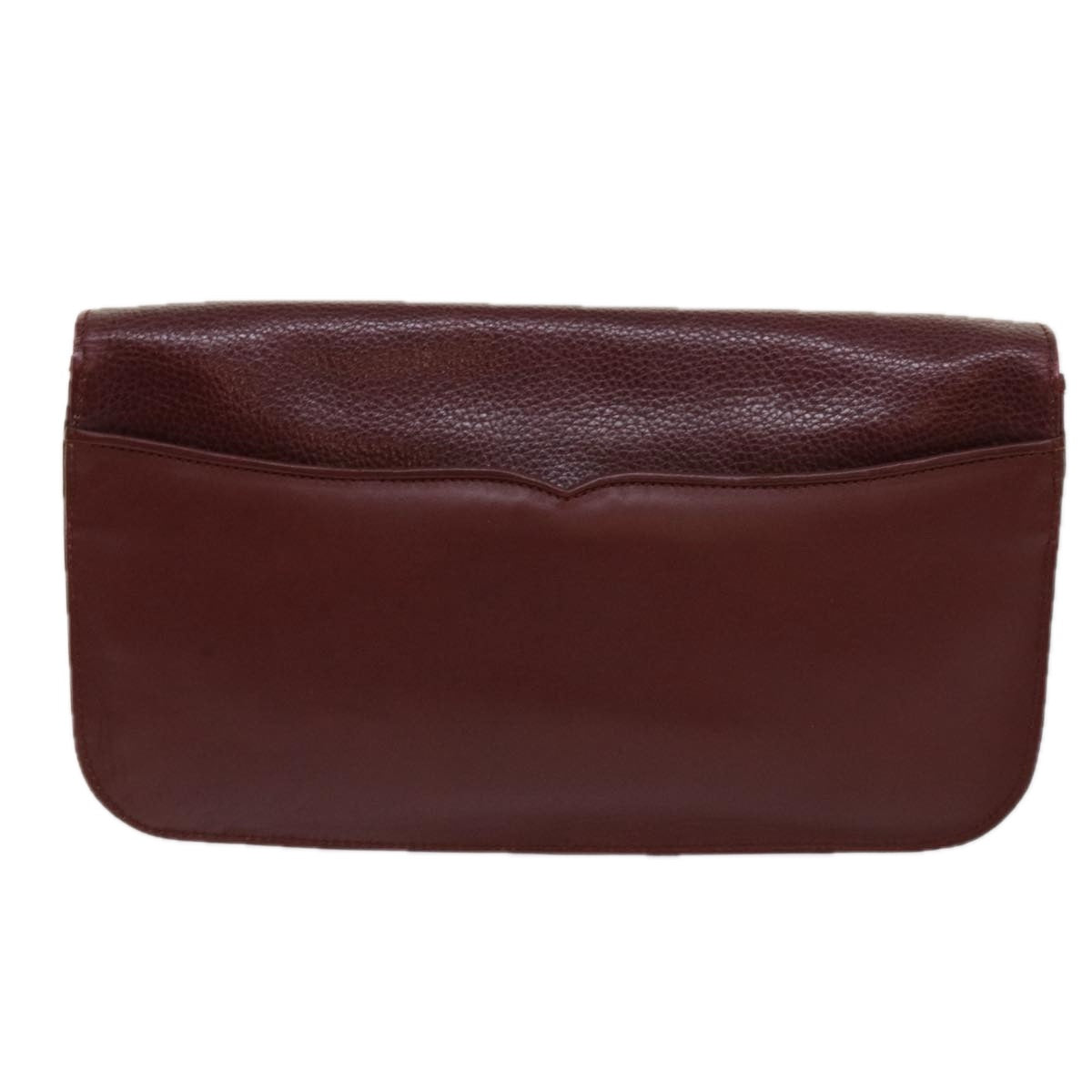 CARTIER Clutch Bag Leather Wine Red Auth ar11246