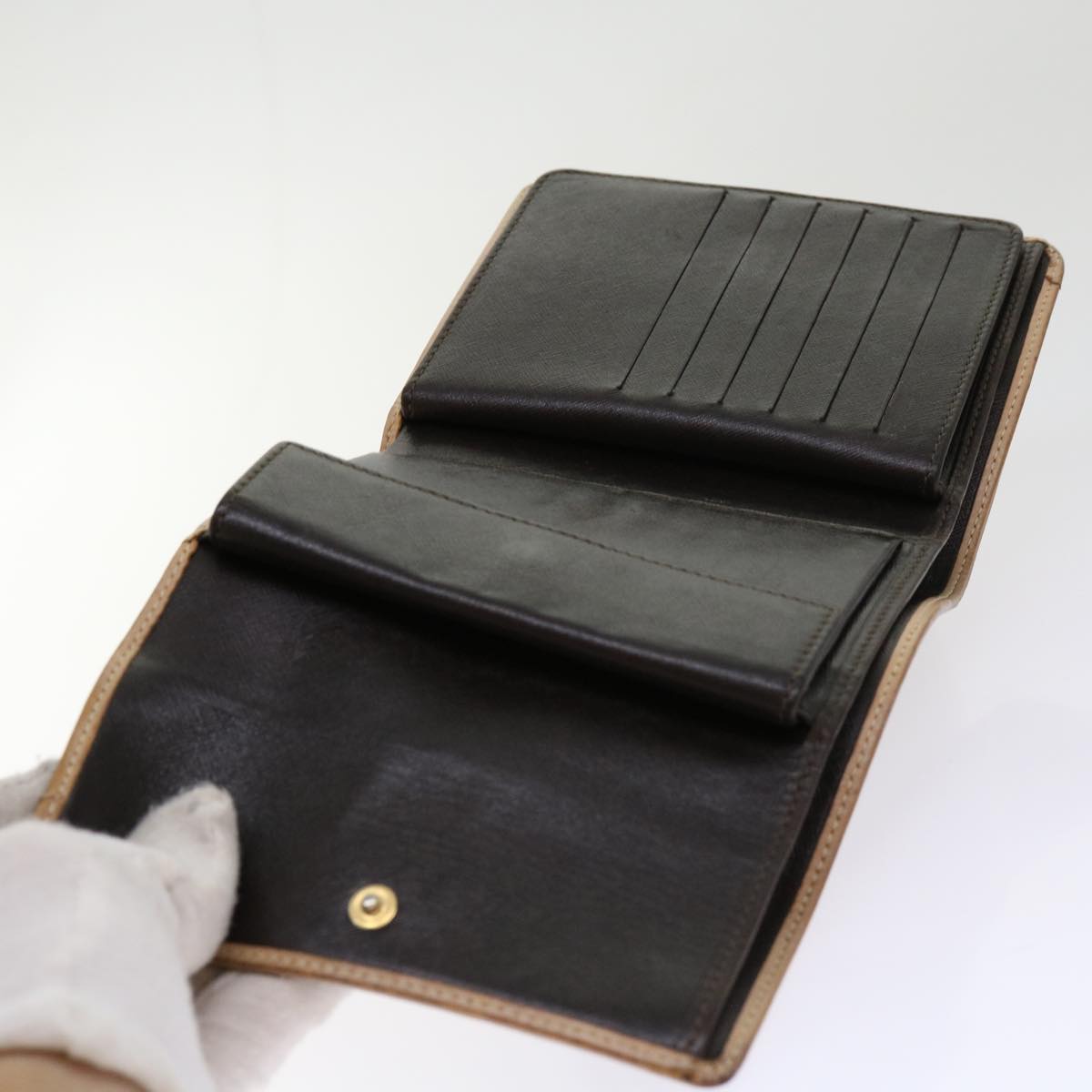 CELINE Macadam Canvas Wallet Leather 7Set Brown Beige Auth ar11267