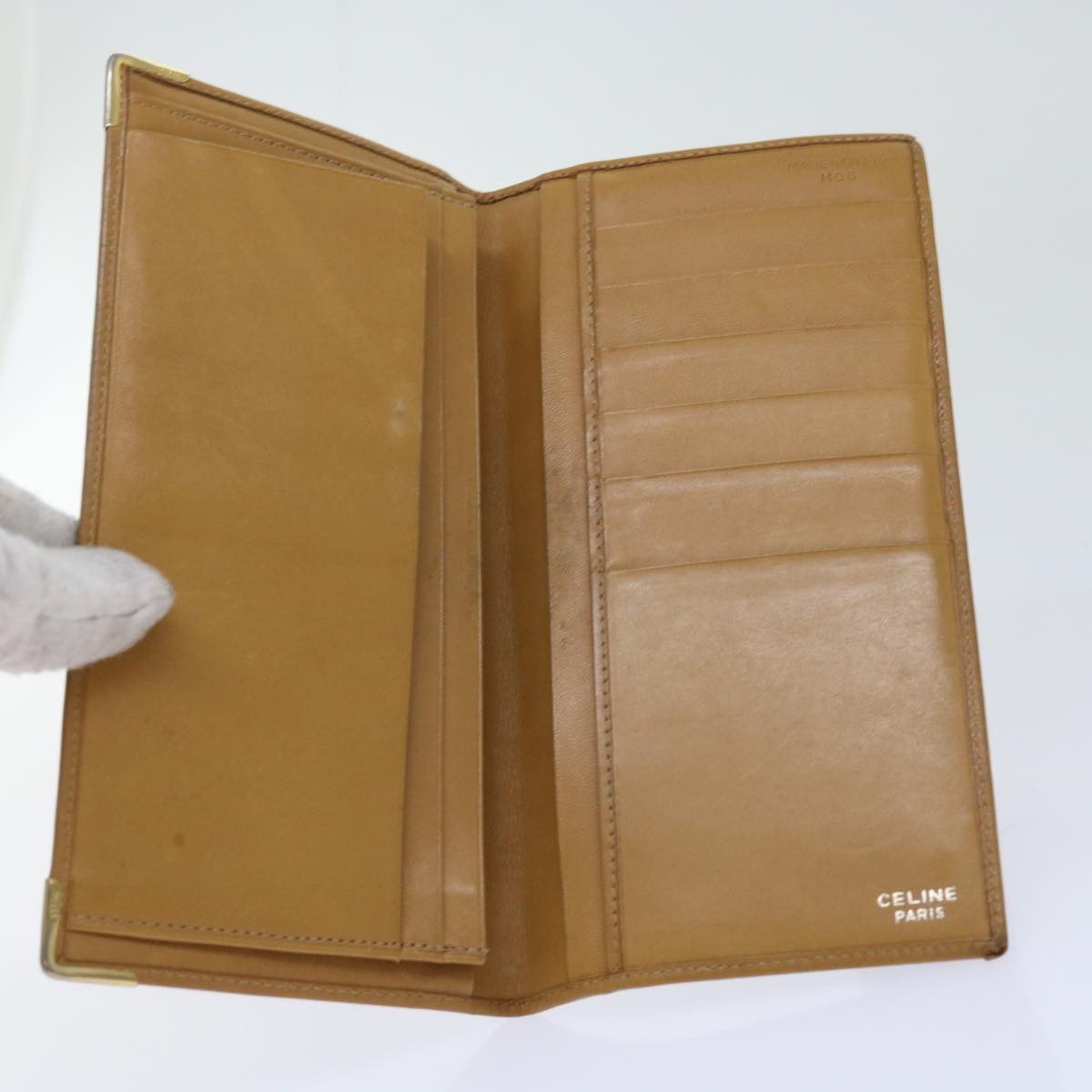CELINE Macadam Canvas Wallet Leather Suede 5Set Brown Blue Auth ar11268
