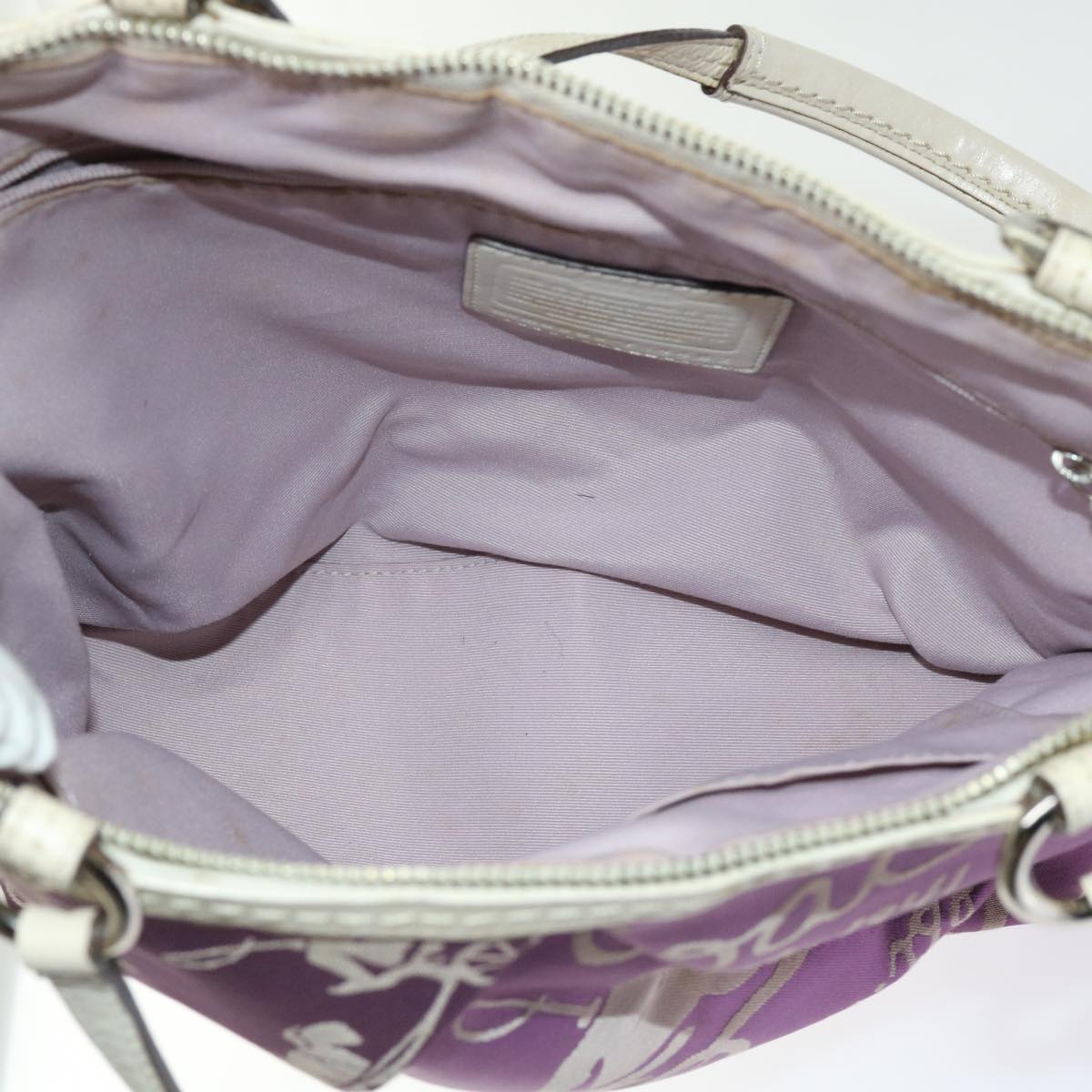 Coach Signature Shoulder Bag Canvas 5Set Purple Beige black Auth ar11279