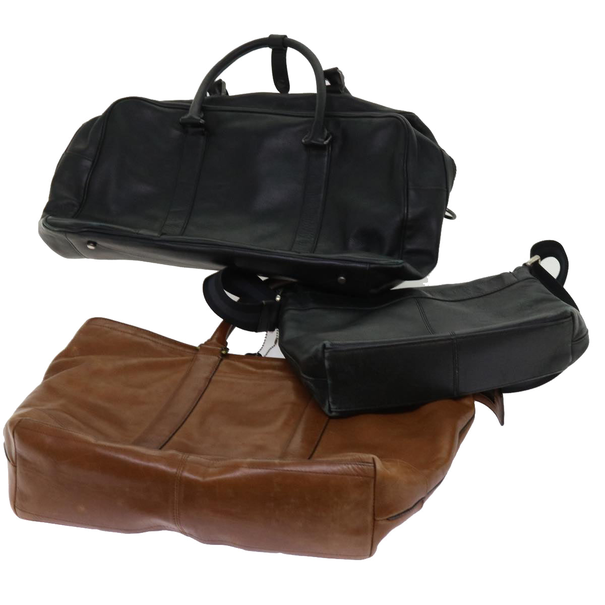 Coach Shoulder Bag Leather 3Set Black Brown Auth ar11280 - 0