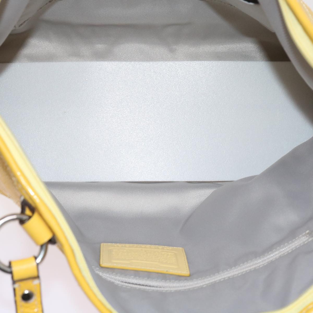 Coach Signature Shoulder Bag PVC Leather 5Set Yellow Beige Auth ar11281