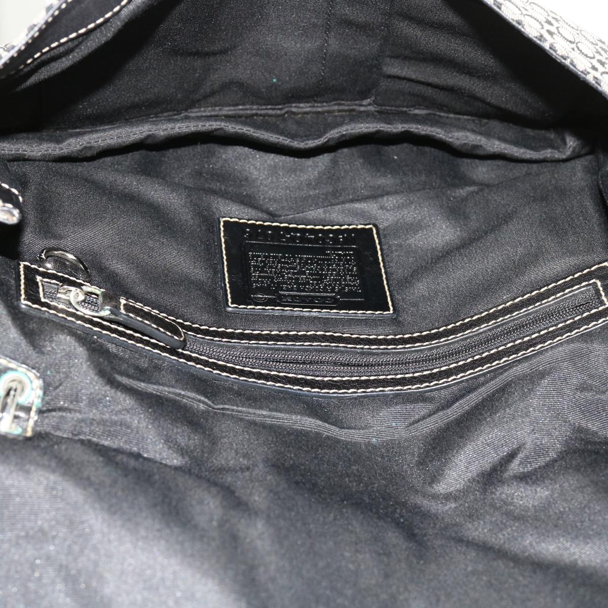 Coach Signature Shoulder Bag Canvas 5Set Black Navy Auth ar11282