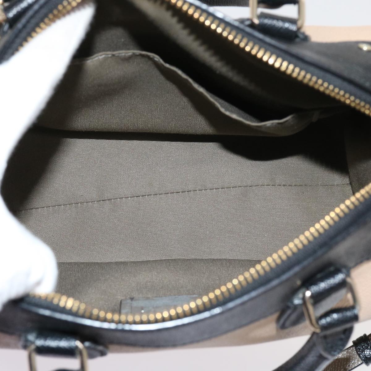Coach Hand Bag PVC Leather 3Set Black Beige Auth ar11283