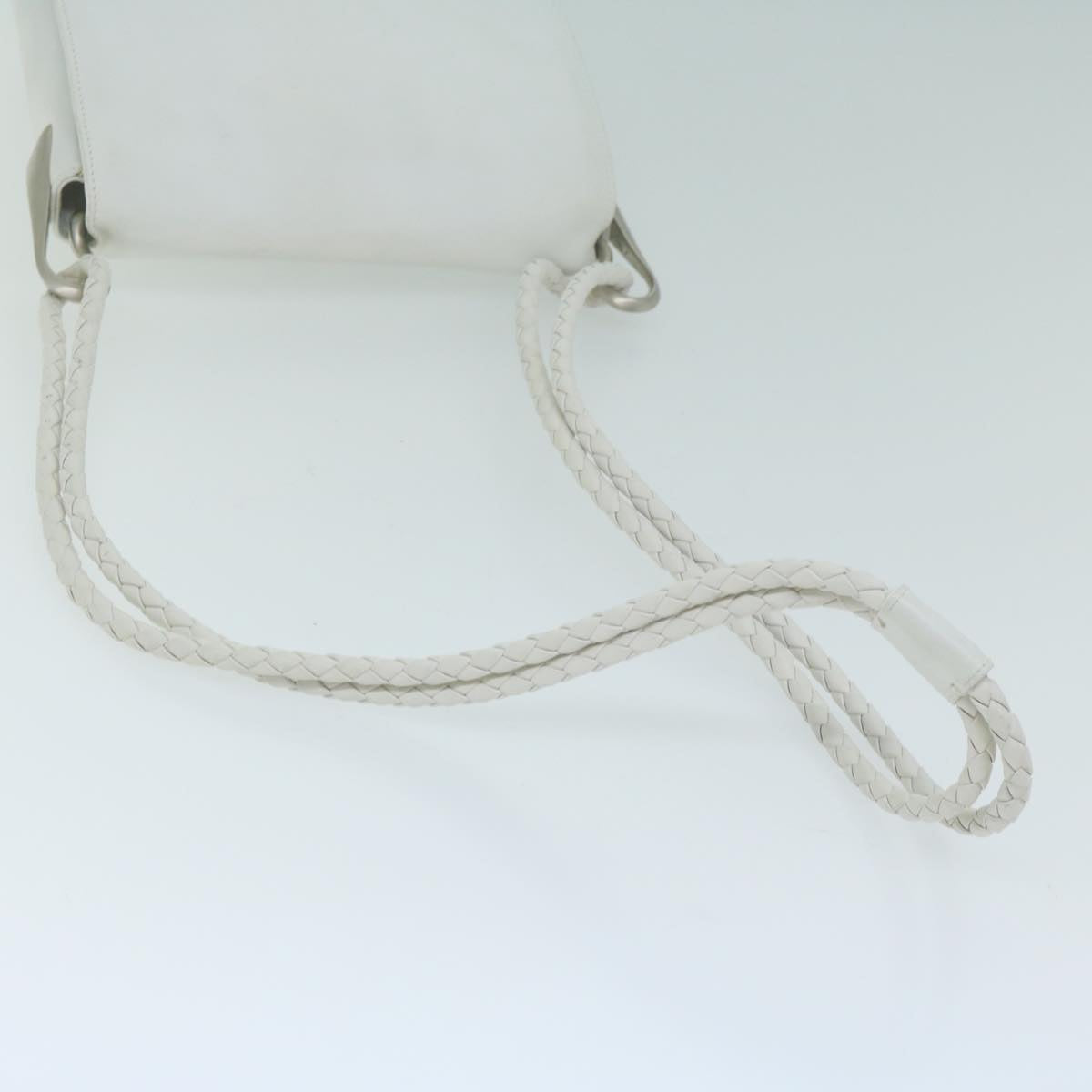 CELINE Shoulder Bag Leather White Auth ar11286