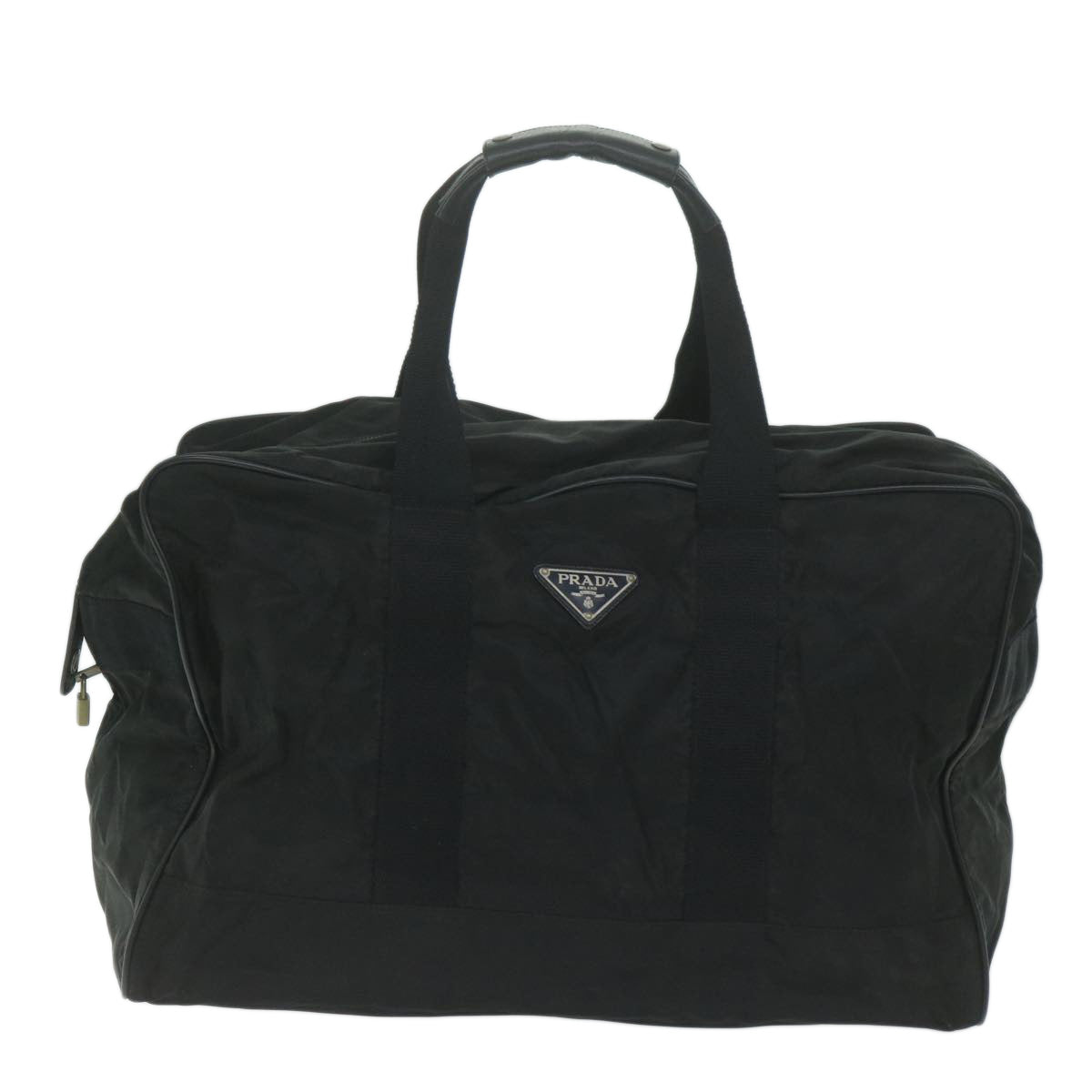 PRADA Boston Bag Nylon Black Auth ar11307