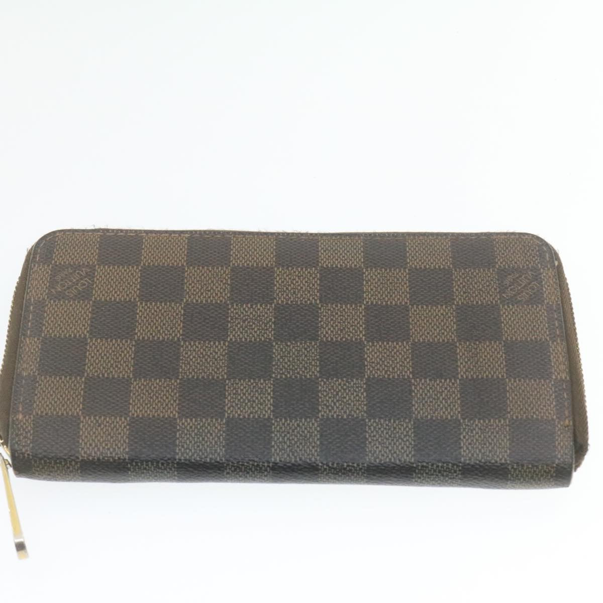 LOUIS VUITTON Damier Azur Ebene Long Wallet 4Set White Brown LV Auth ar3683