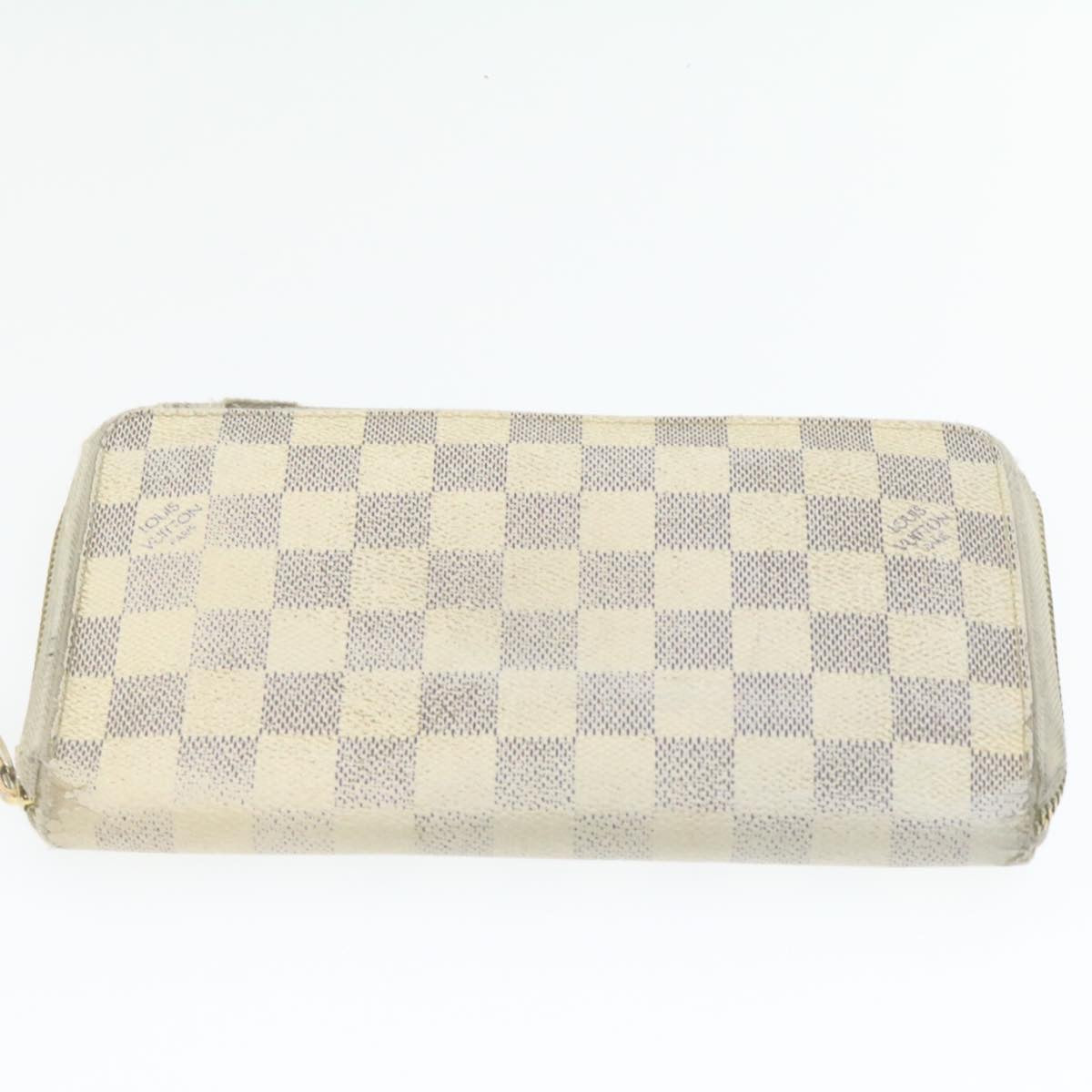 LOUIS VUITTON Damier Azur Ebene Long Wallet 4Set White Brown LV Auth ar3683